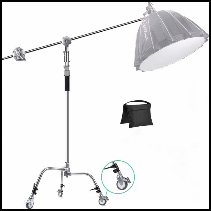 C stand с колелца. Sandbag. Стойка за осветление. софтбокс. Светкавица