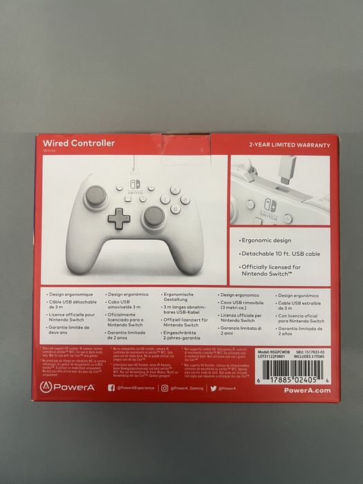 Nintendo switch controller white, nou-sigilat