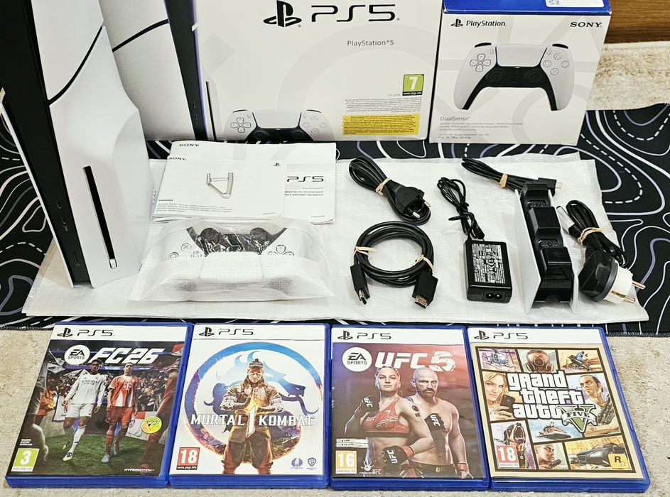 Ps5 slim 1tb, EAC Jet 2026, 2 джостик оригинал!