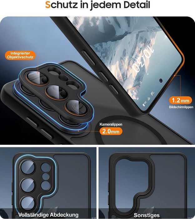 Матов magsafe кейс за samsung galaxy s26 ultra - черен - със защита на