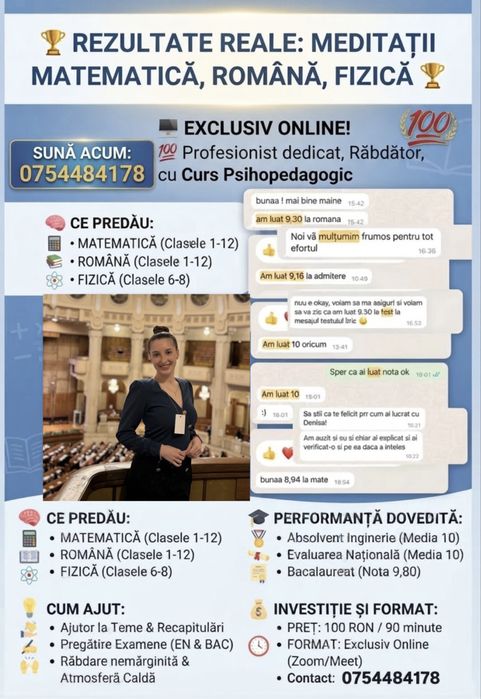Meditatii romana / matematica / fizica