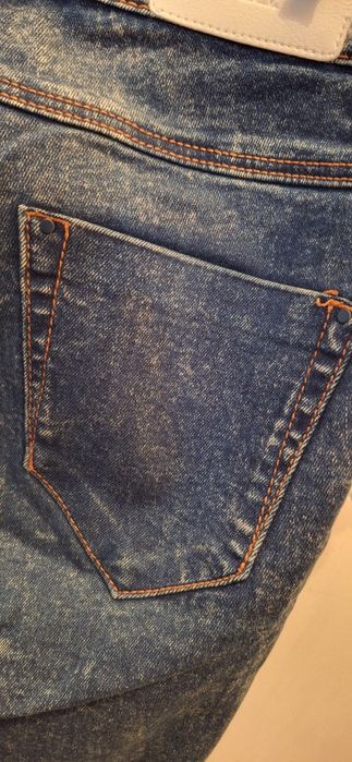 Blugi Skinny Stradivarius Acid Wash Albastru Inchis Masura 34