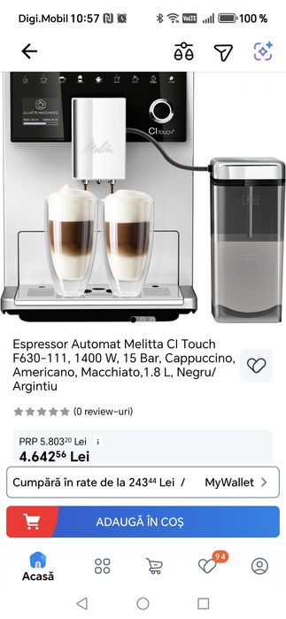 Espressor Melitta CI Touch Fully-auto 1.8 L 1400 W Argintiu