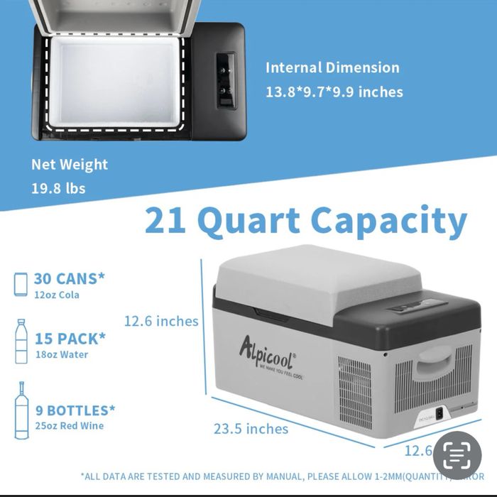 Преносим компресорен хладилник/фризер 20л. 12/24/220V ALPICOOL