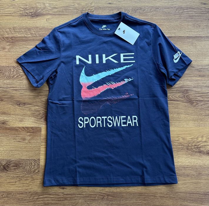 Мъжка,памучна,тъмно синя тениска Nike