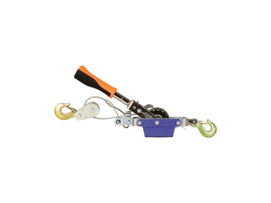 Troliu auto manual portabil Carpoint 800daN, cablu dublu 5 mm x 1,5 m, raport forta 15:1, pentru tractare si tensionare