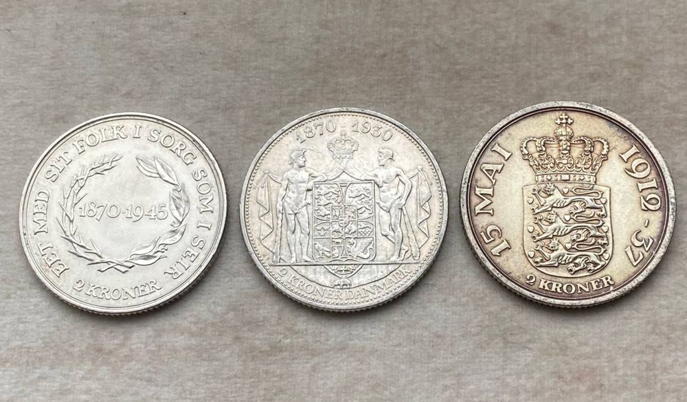 Монета 2 крона Дании 1930 СЕРЕБРО