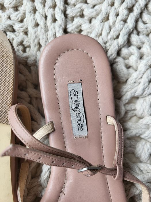 Smiling Shoes sandale piele beige rose marimea 40