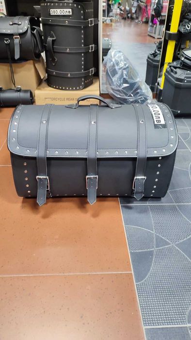 Нови кожен куфар дисаги за чопър рокер мотор мото багаж нови кожени