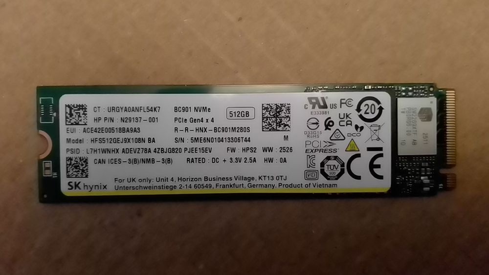 SSD NVMe 512gb Skhynix BC901 4x4 2280