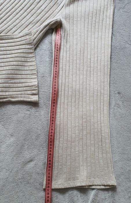 Salopetă tricot Zara fete 11-12 ani 152 cm XXS bej/nude melanj evazată wide leg casual chic