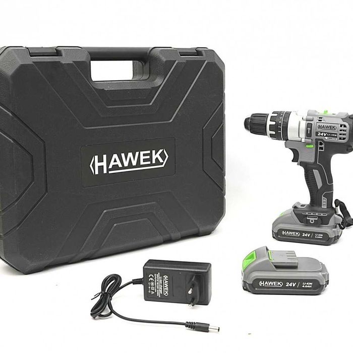 Акумулаторен ударен винтоверт 24V с инструменти и 2 батерии HAWEK