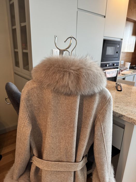 Palton blana naturala bej