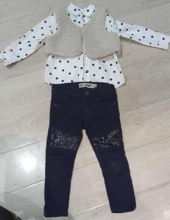 Set 3 piese blugi camasa și vesta blanita marimea 98