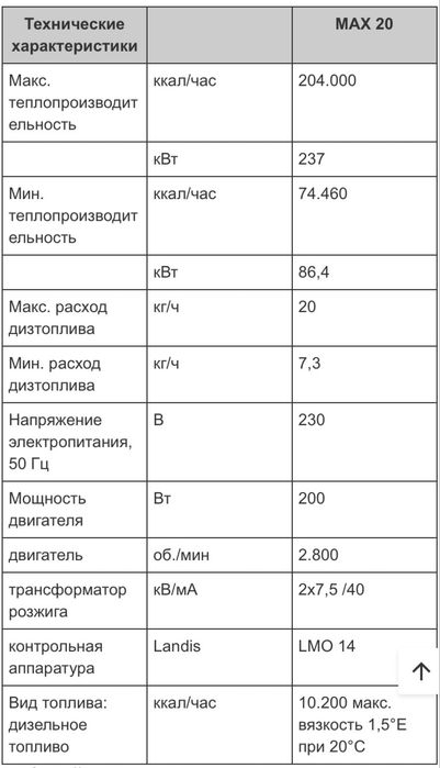 Горелка на дизельном топливе ECOFLAM MAX 20 TC