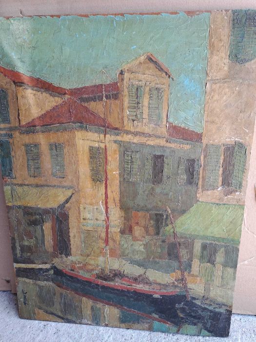 tablou pictura pe placaj 60/45 cm semnat Moroni datat 65