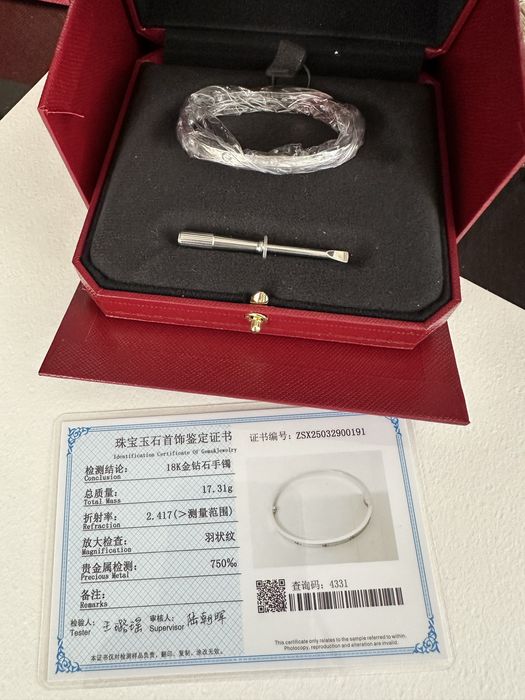 Браслет Cartier полностью в бриллиантах 100% платина