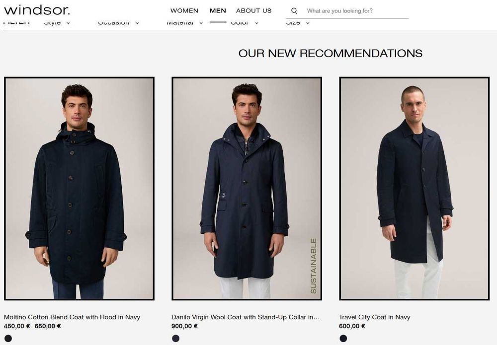 Palton slim de lux 48 M WINDSOR lana si casmir albastru