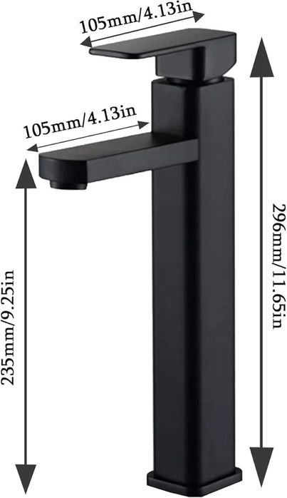 Висок, Матово черен смесител за мивка за баня, едноръкохватков