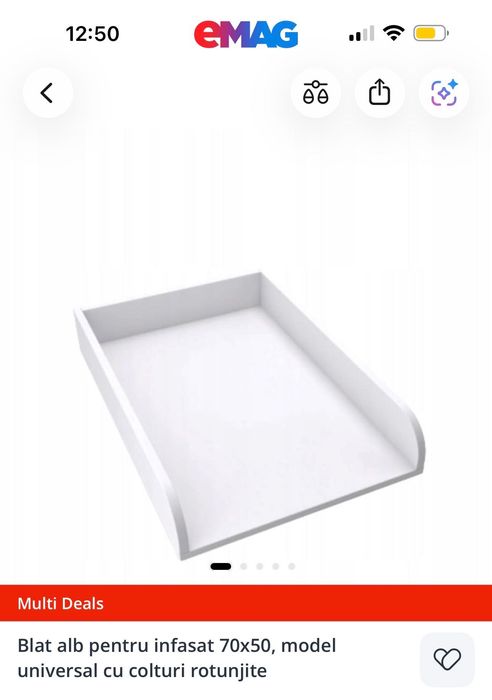 Blat alb pentru infasat 70x50, model universal cu colturi rotunjite