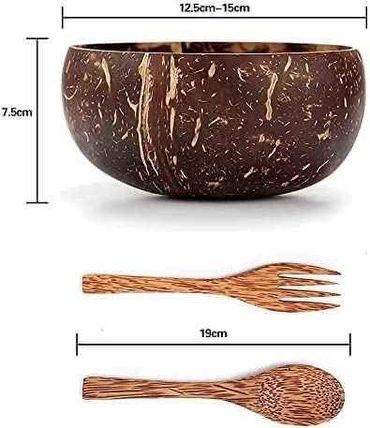 Set  bio din 2 boluri de nucă de cocos și Tacâm din bambus