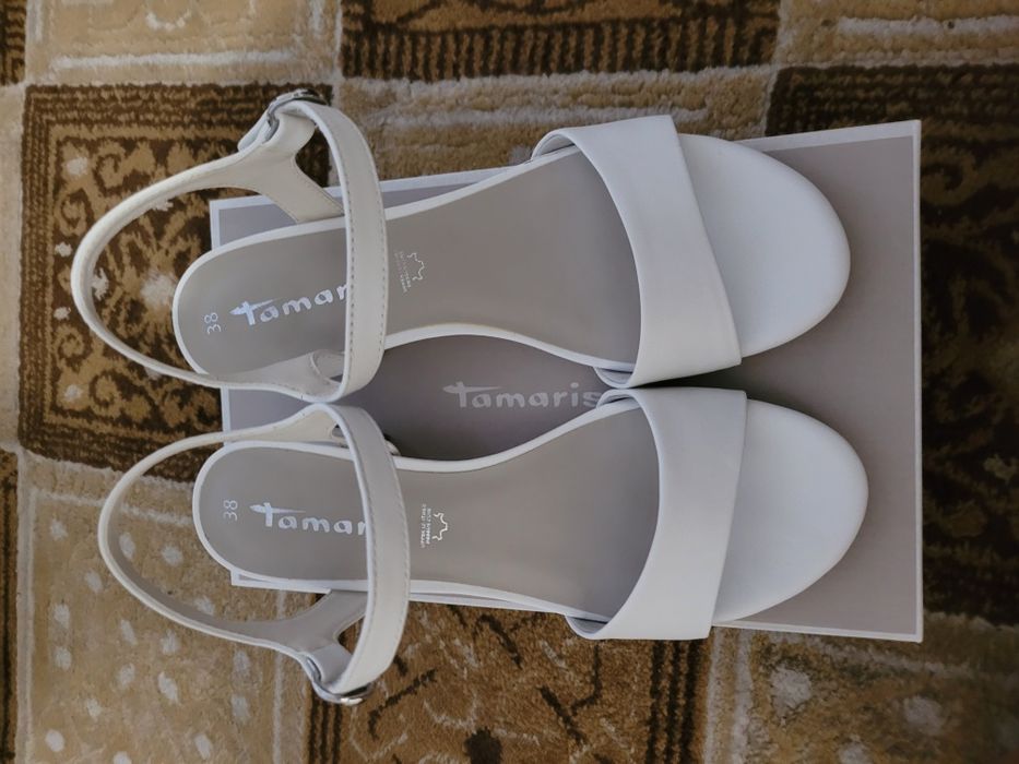 Sandale albe piele naturala-38 noi