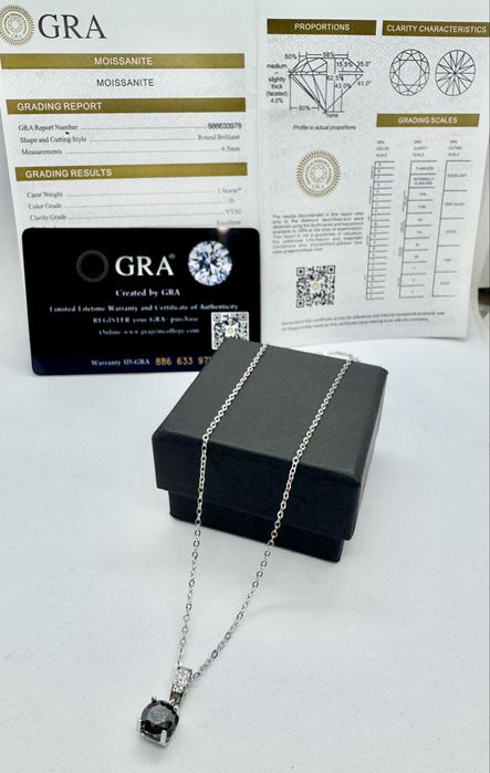 Сребърно колие с мойсанит (Диамант) 1 карат