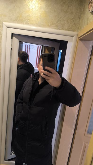 Ново мъжко дълго зимно яке – черно, размер XL