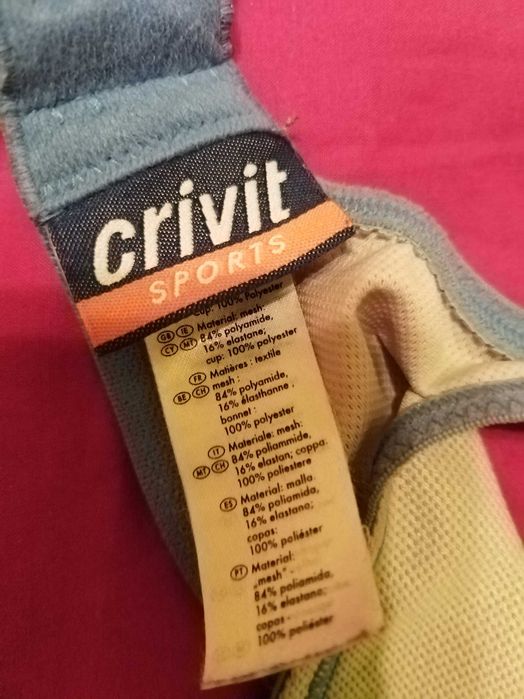 Sutien sport de la: Crivit, alb cu bleu. Marime EUR: 80C! Purtat 1 dat