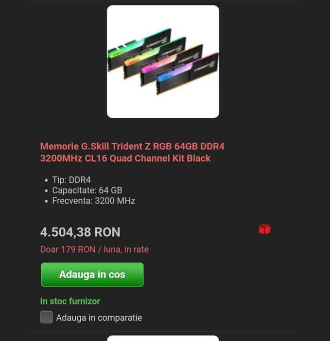 RAM 64GB Gskill Trident Neo RGB 3600mhz cl18