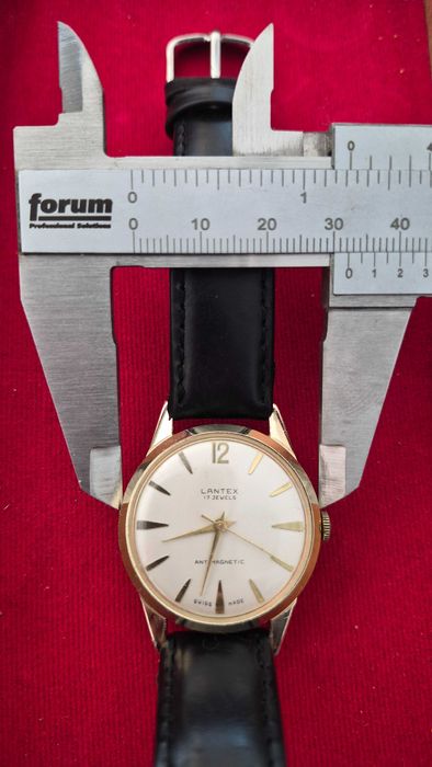 Ceas de mana mecanic elvetian LANTEX SWISS gold dama unisex auriu curea piele