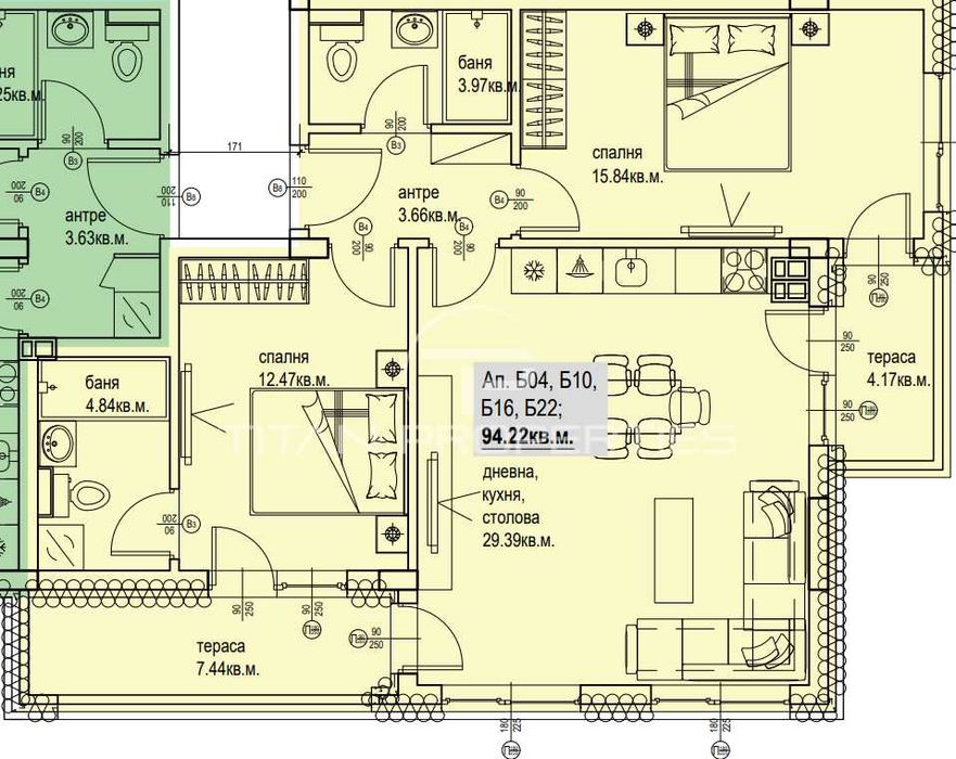Тристаен апартамент Кършияка