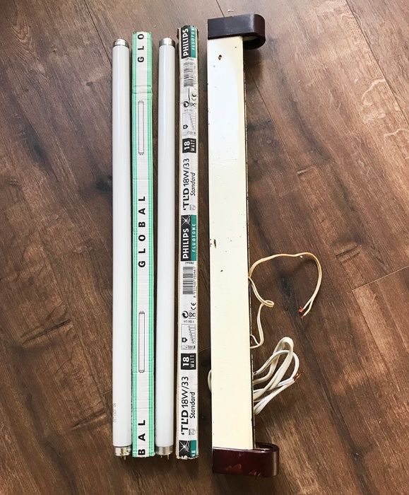 Метална шина за луминесцентна лампа + 2 бр. лампи