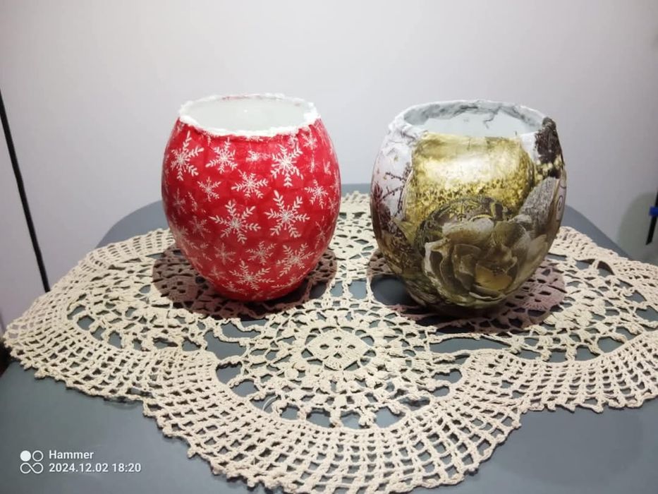 Свещници с ръчен декопаж