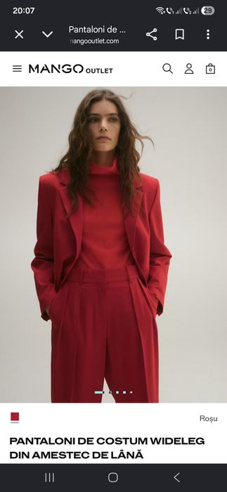 Pantaloni 41% lana Mango, noi, cu eticheta