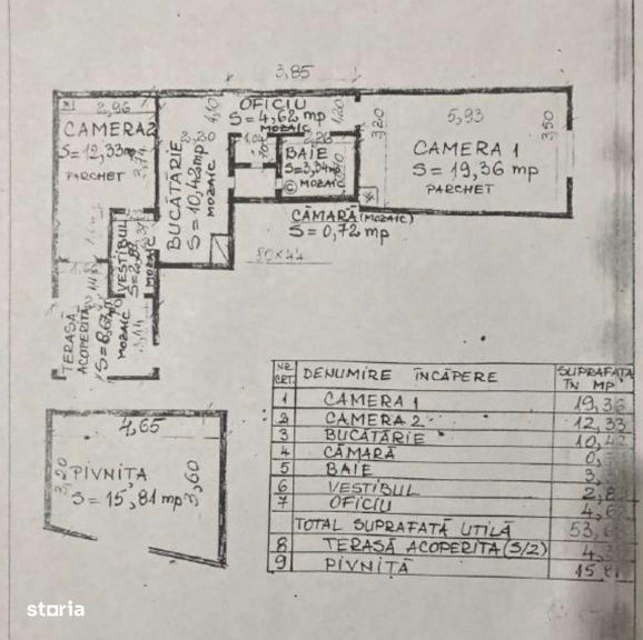 Apartament central, la curte comuna, Motilor, 56 mp