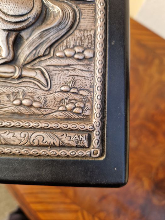 Прекрасна английска сребърна икона Свети Димитър