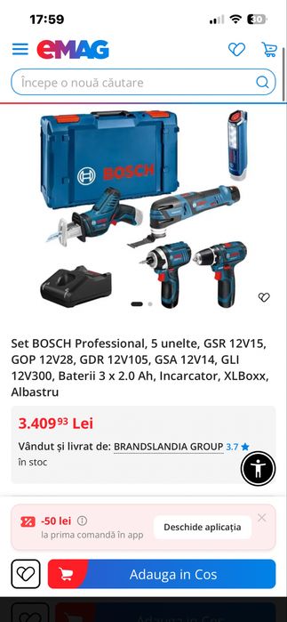 Bosch 12V Combo 5 scule +3 ac+incarcator-Sigilat