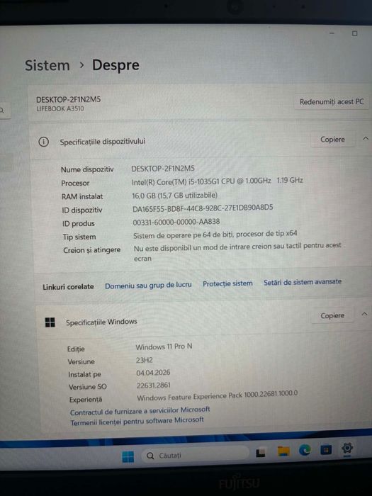 Laptop Fujitsu Notebook Lifebook A3510