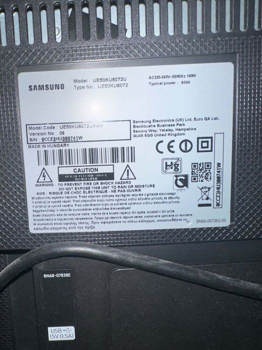 Samsung 50”, LED smat TV UE50KU6072U