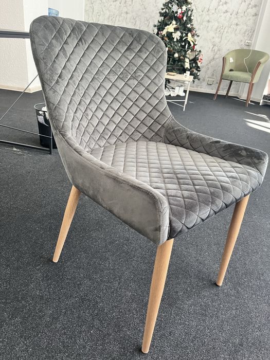 Scaune din catifea gri (2.buc)