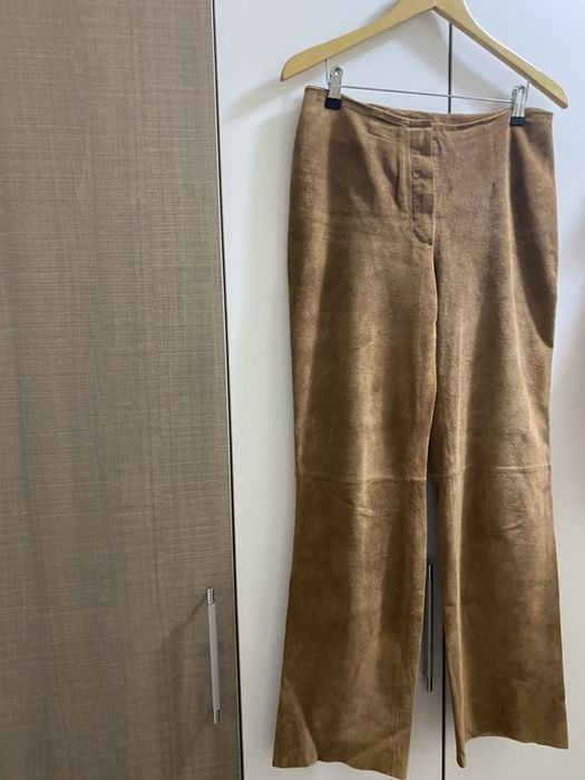 pantaloni-dama-piele naturala/caprioara-marimea M,cul. crem,captusiti