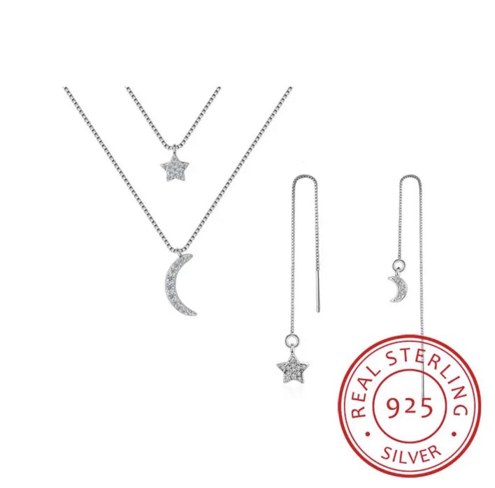 Нови!!! Сребърни комплекти - обеци с колие и висулка, 100% сребро