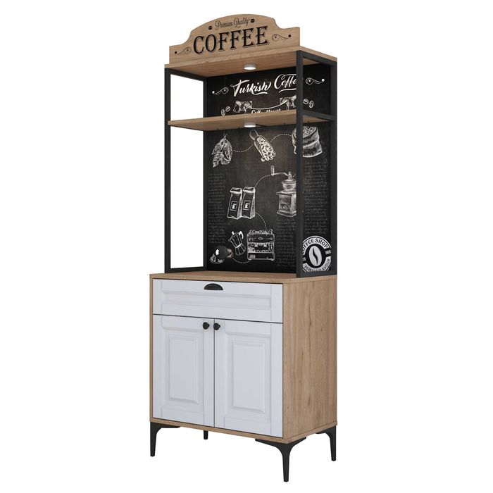 Кът за кафе Puzzle-home 3123, С осветление, Кухненски шкаф, 70х40х170