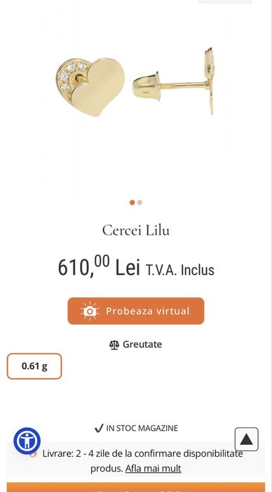 Cercei aur 14k inima
