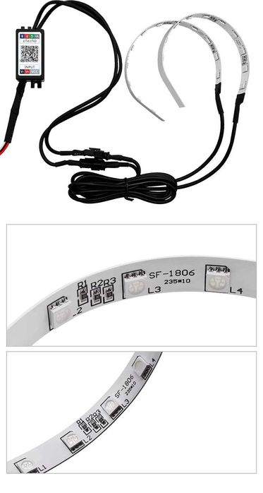 Set 2 Benzi LED Banda RGB Lupe Devil Demon Eyes, cu Aplicatie Bluetoot