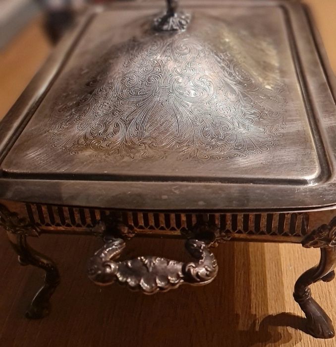 Vas metal argintat, piesa de colectie, elegant, sfarsit secol XIX, inc