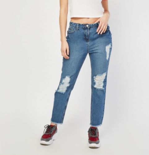 Дамско синьо дънки