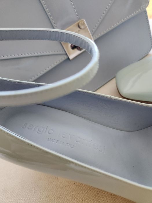 Сини лачени обувки 37/38номер естествена кожа ток официални ежедневни