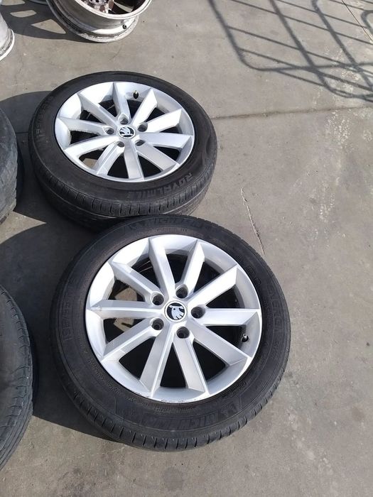 Set jante aliaj cu anvelope r16 195/55 r16 skoda superb 2 3t0601025r